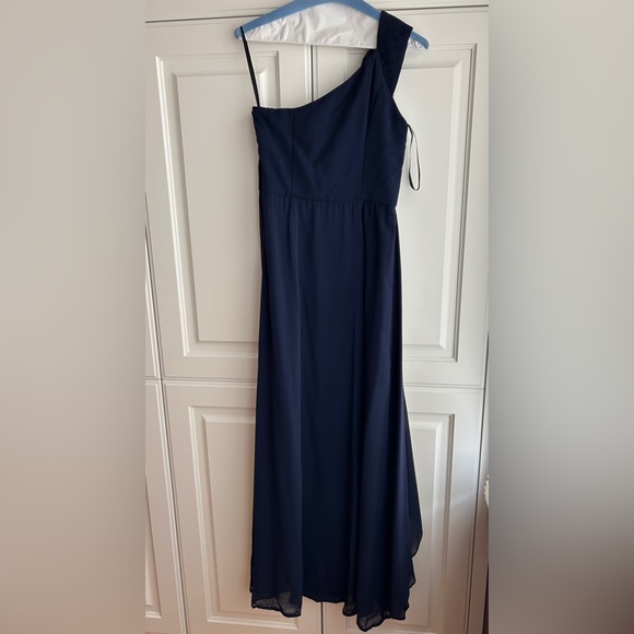 Prom Dress - Navy One Shoulder Beaded Maxi Dress - Picture 2 of 2
